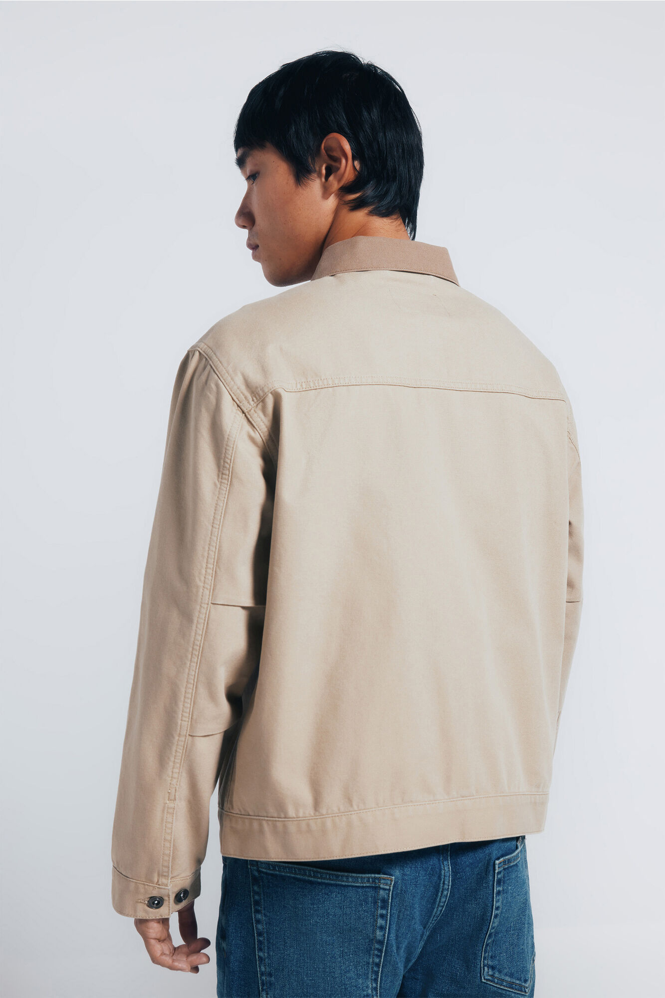 Springfield Chamarra algod&oacute;n lavada contraste beige