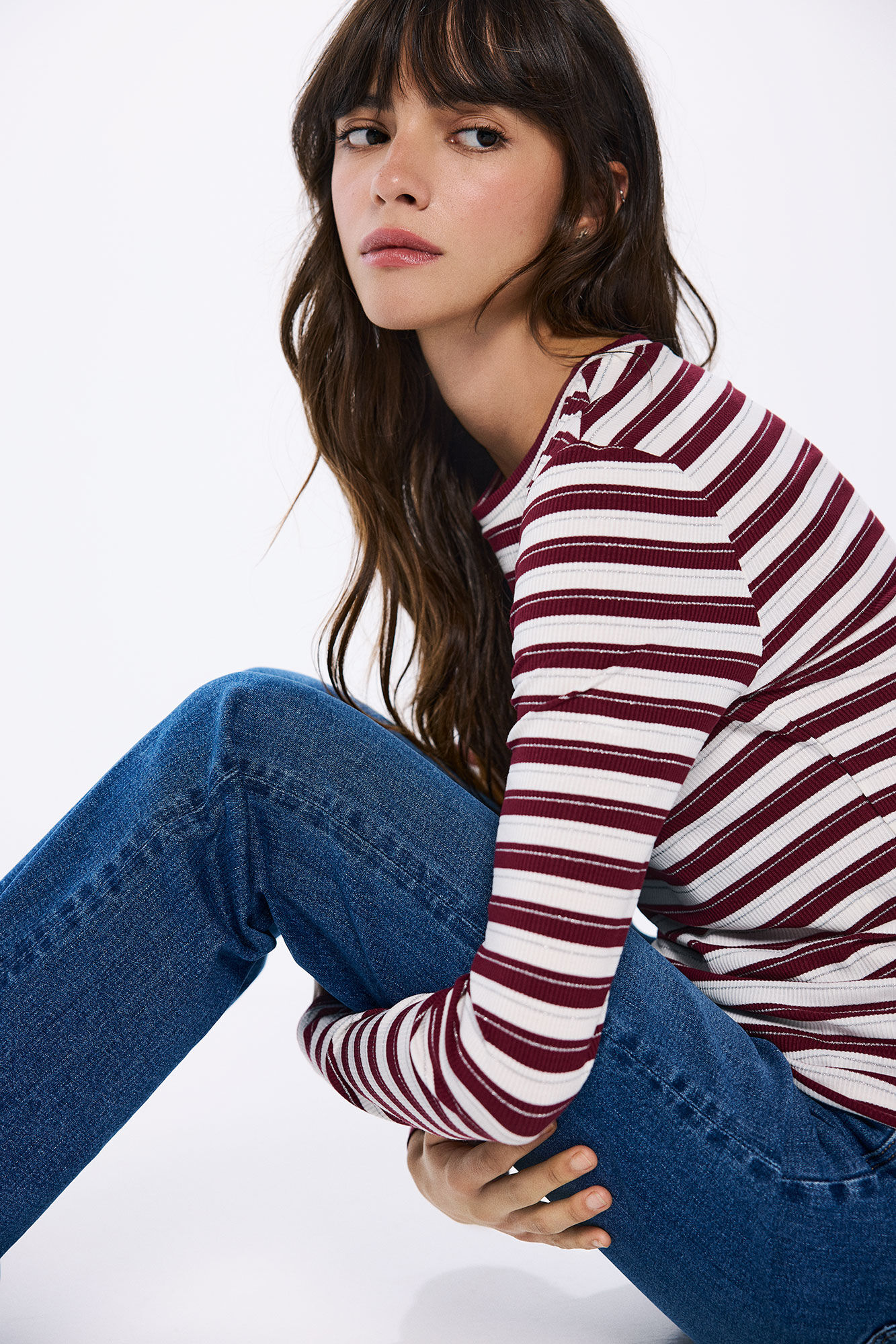 Springfield Playera rayas lurex p&uacute;rpura