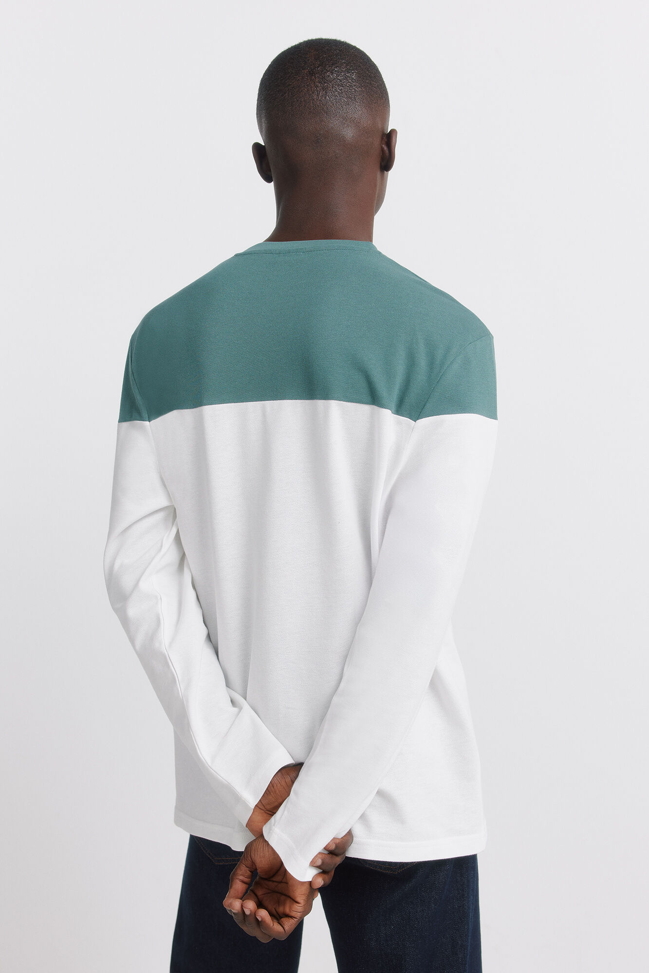 Springfield Playera manga larga bloque de color natural