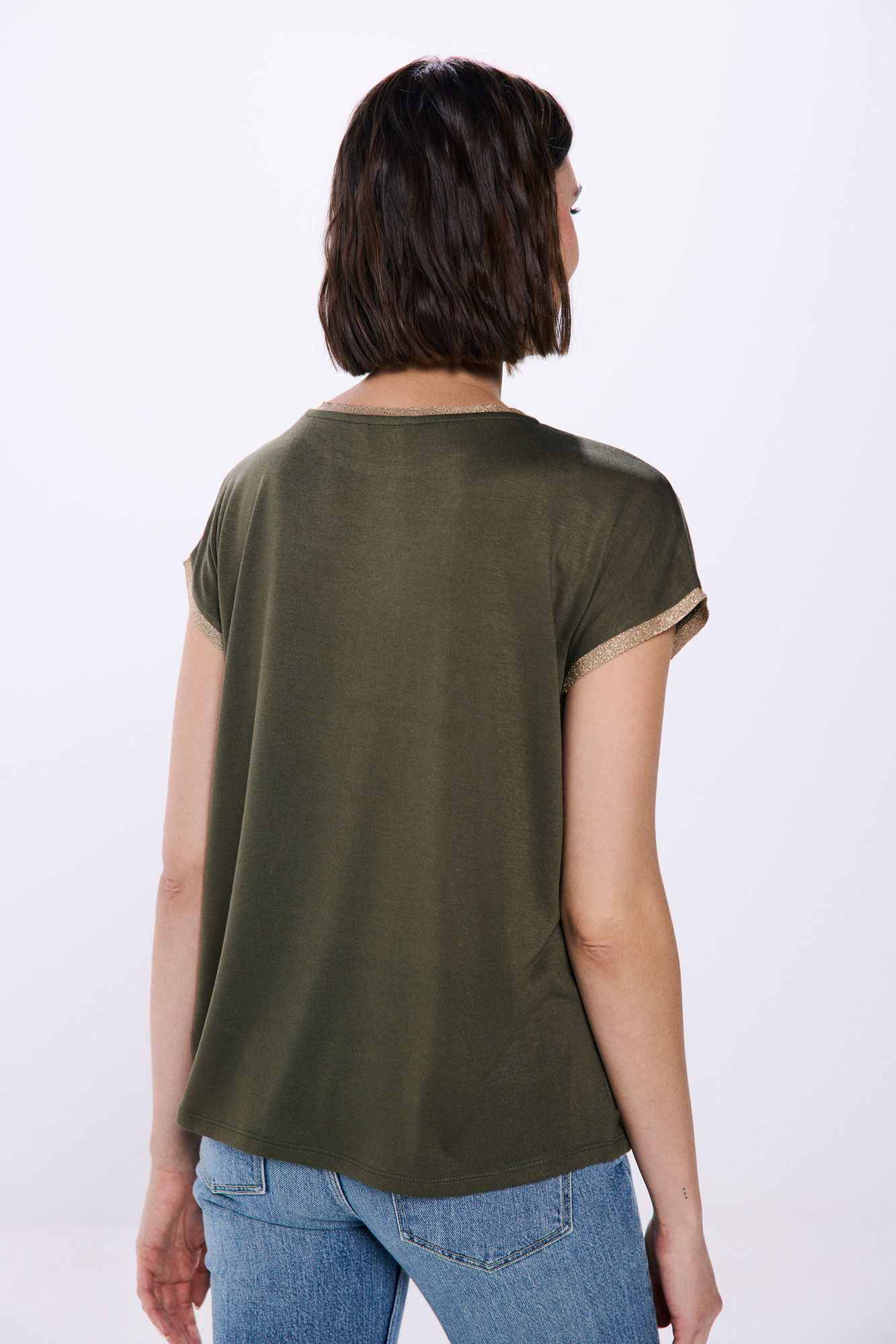 Springfield Playera contraste lurex khaki