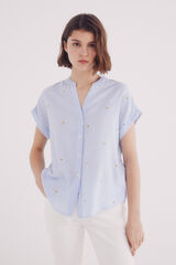 Springfield Blusa oxford cuello mao ligera azul