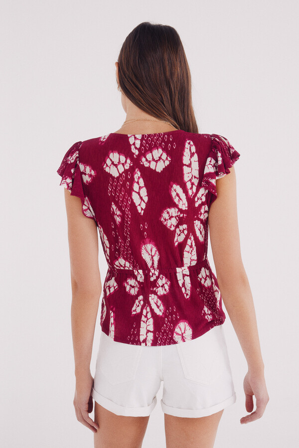 Springfield Top escote cruce estampado púrpura