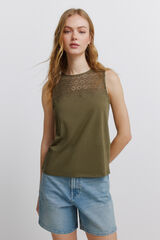 Springfield Playera de tirantes bordada khaki