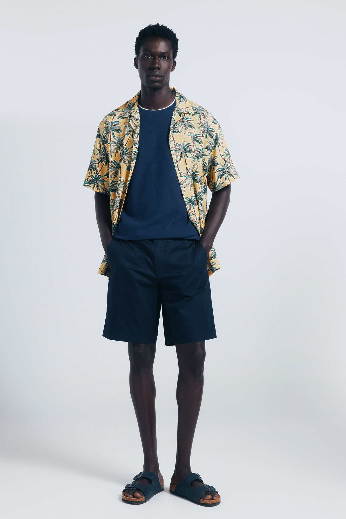 Springfield Camiseta doble mini waffle azulado