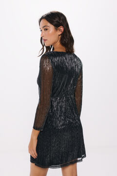 Springfield Vestido corto lurex negro