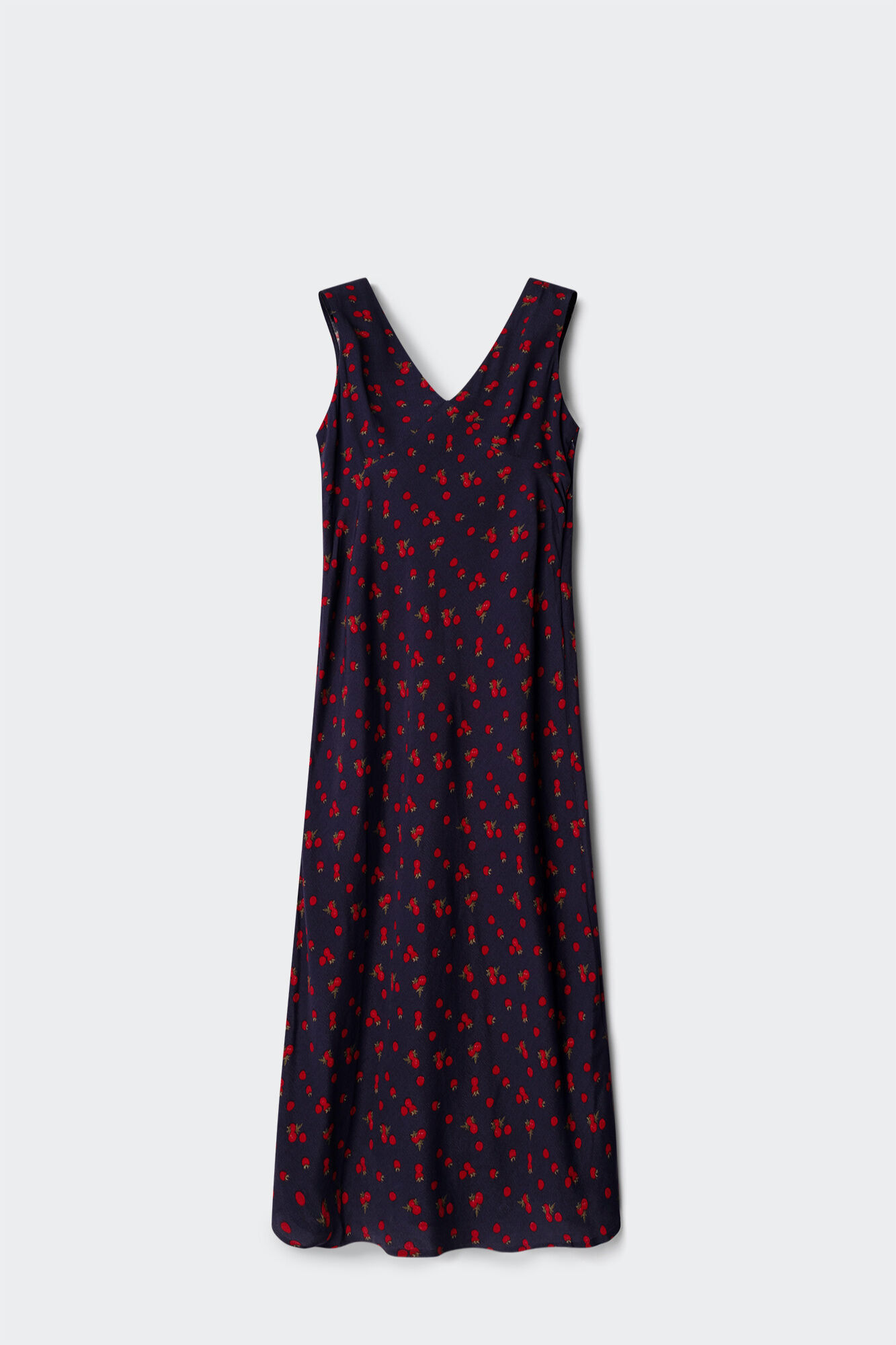 Springfield Vestido midi de tirantes con estampado de frutas azul