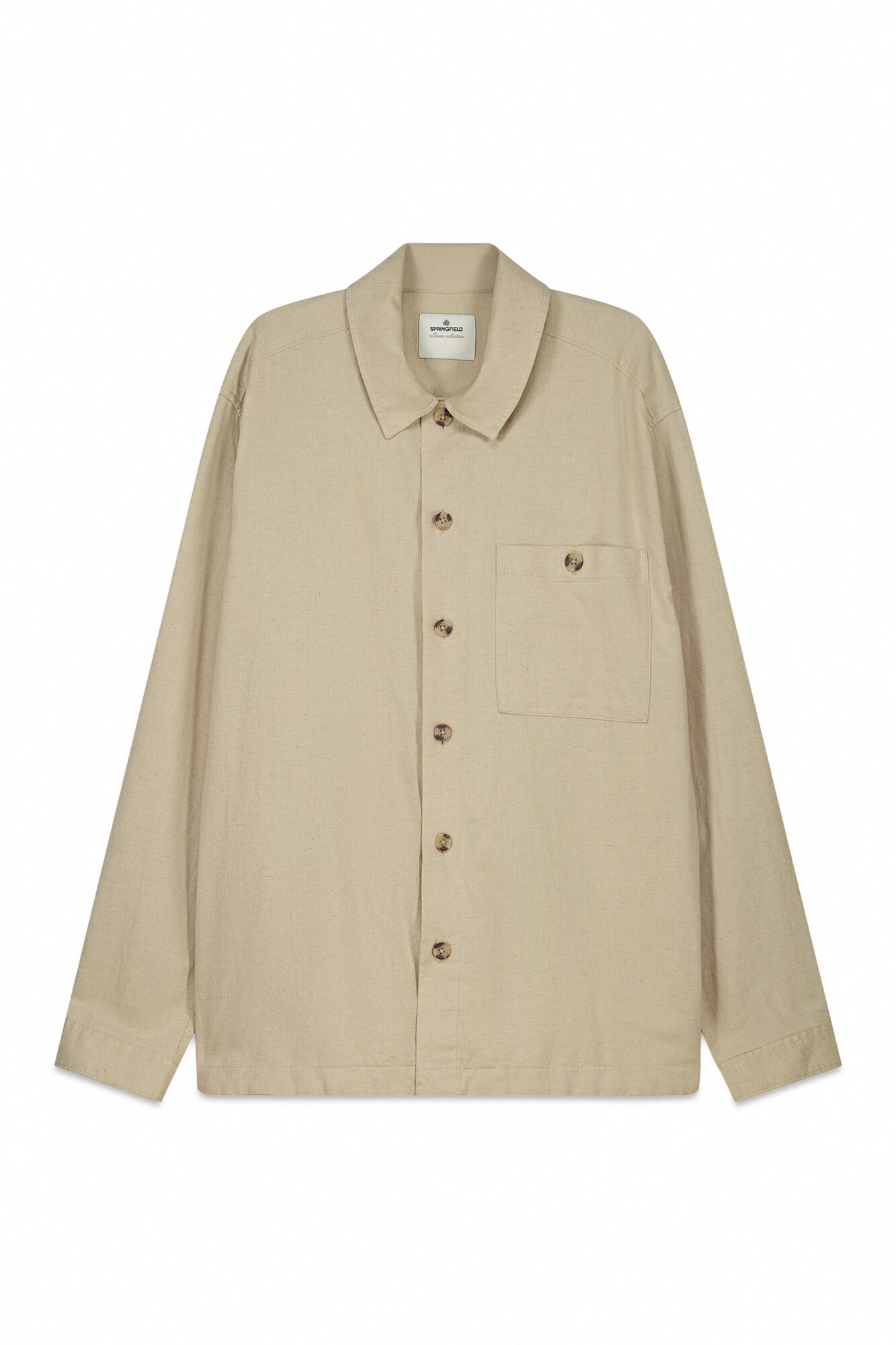 Springfield Sobrecamisa de lino con bolsillo beige