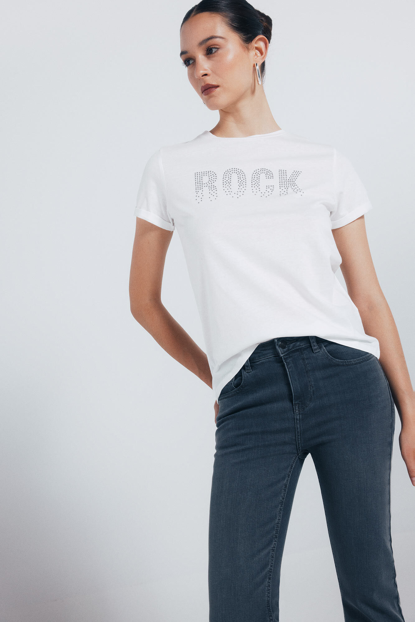 Springfield Jeans kick flare gris