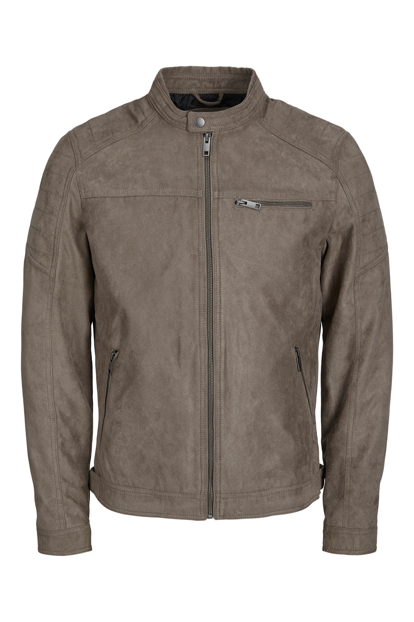 Jack & Jones Chamarra biker efecto ante gris