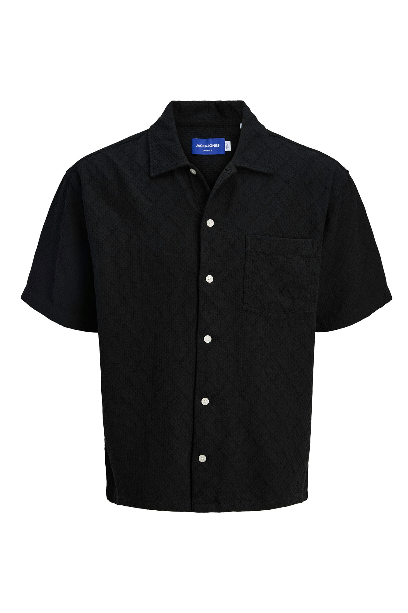 Jack & Jones Camisa de hombre de manga corta con textura negro