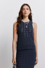 Springfield Top de punto calado con tirantes azul