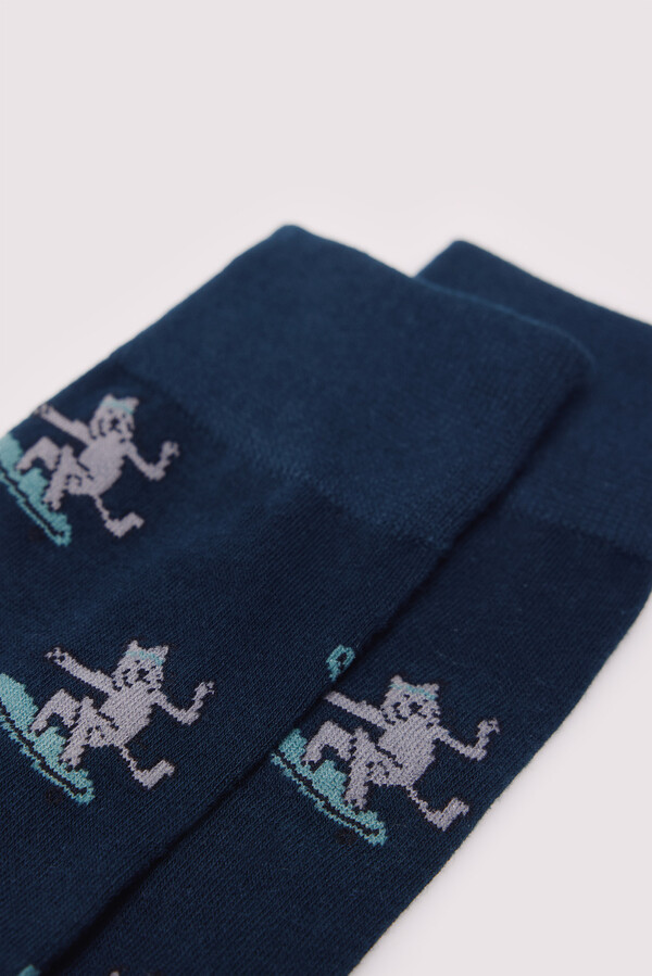 Springfield Calcetín largo jacquard perros verde