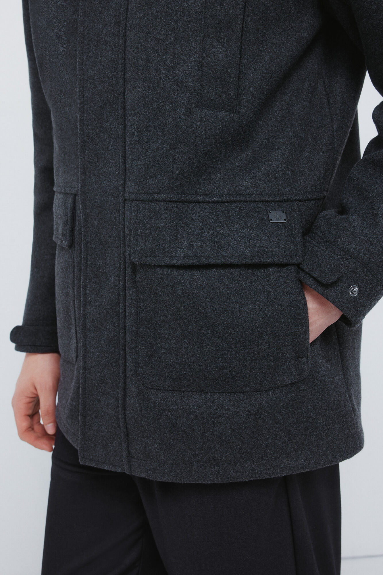 Springfield Parka larga efecto lana gris