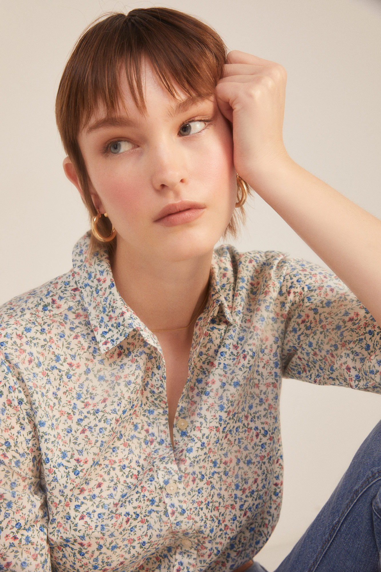 Springfield Blusa B&aacute;sica Algod&oacute;n beige