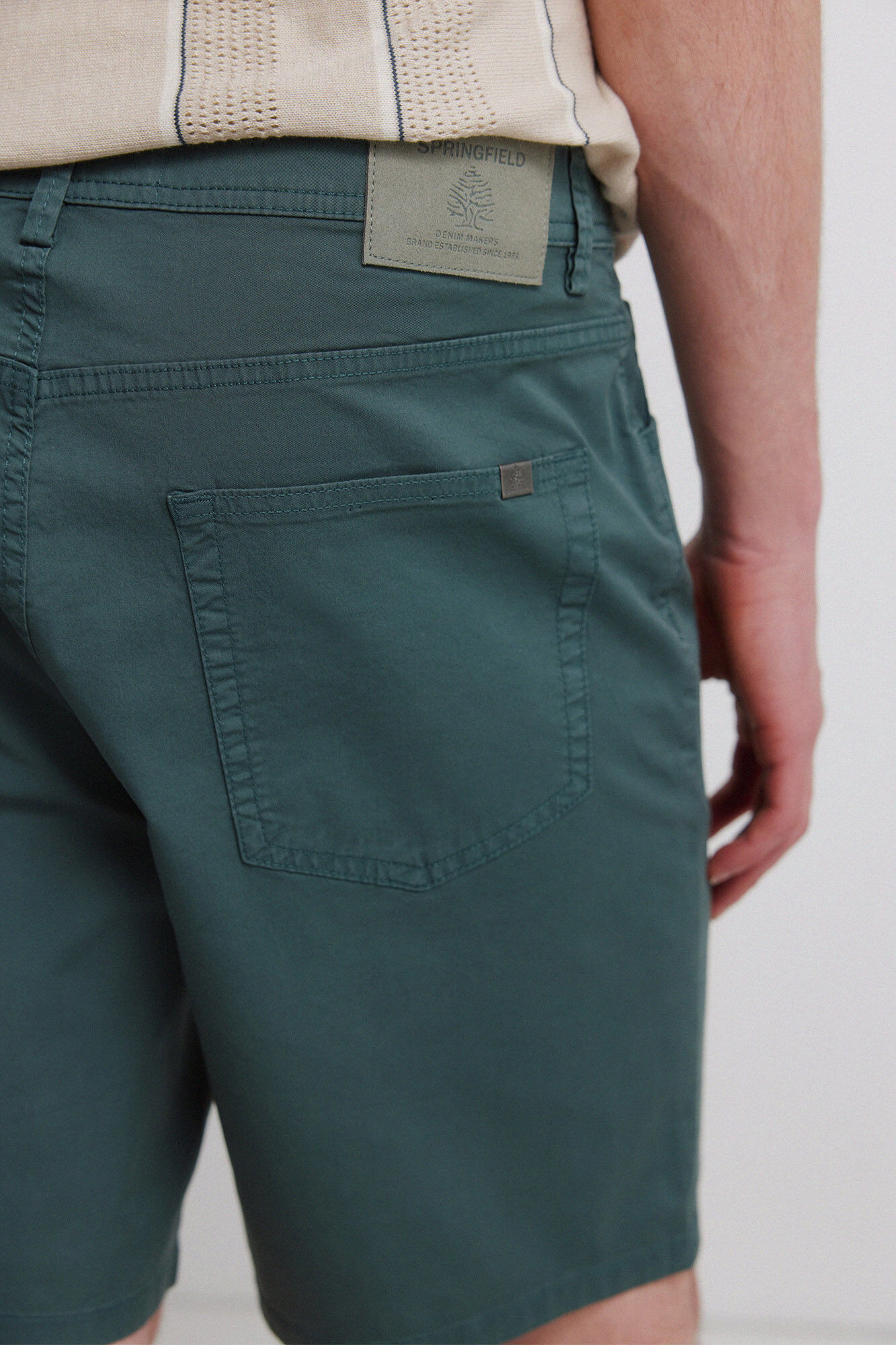 Springfield Bermudas ligeras de 5 bolsillos lavado regular fit turquesa