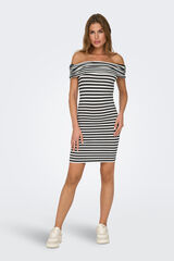 Only Vestido corto hombros descubiertos natural