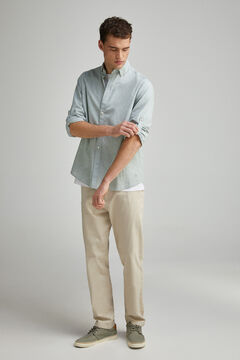 Springfield Camisa algodón slub lisa verde
