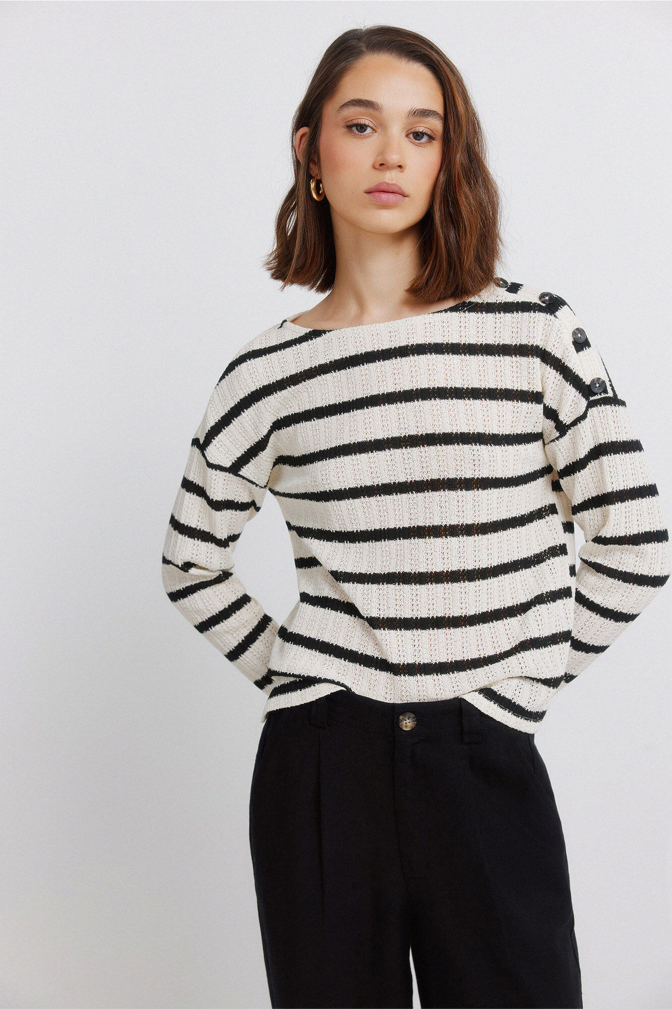 Springfield Pantalones de lino negro