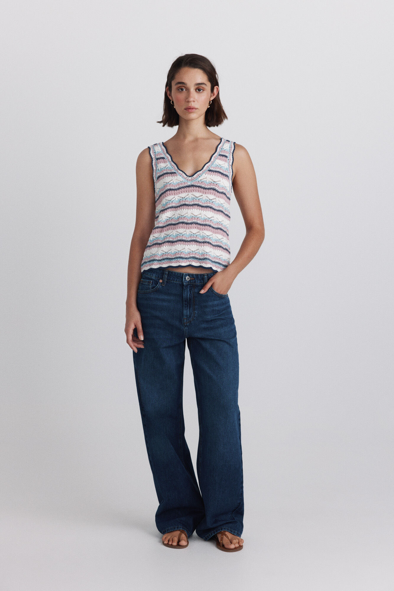 Springfield Top multicolor de tejido blanco