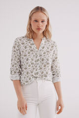 Springfield Camisa cuello mao algodón lino kaki