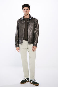 Springfield Pantalón color lavado slim fit kaki