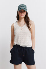 Springfield Playera de tejido pointelle con botones blanco