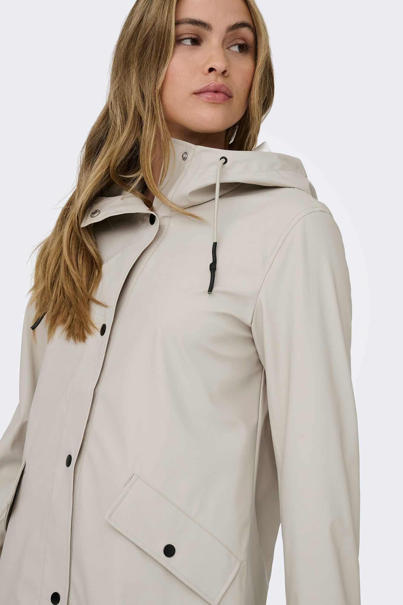 Only Impermeable con capucha gris