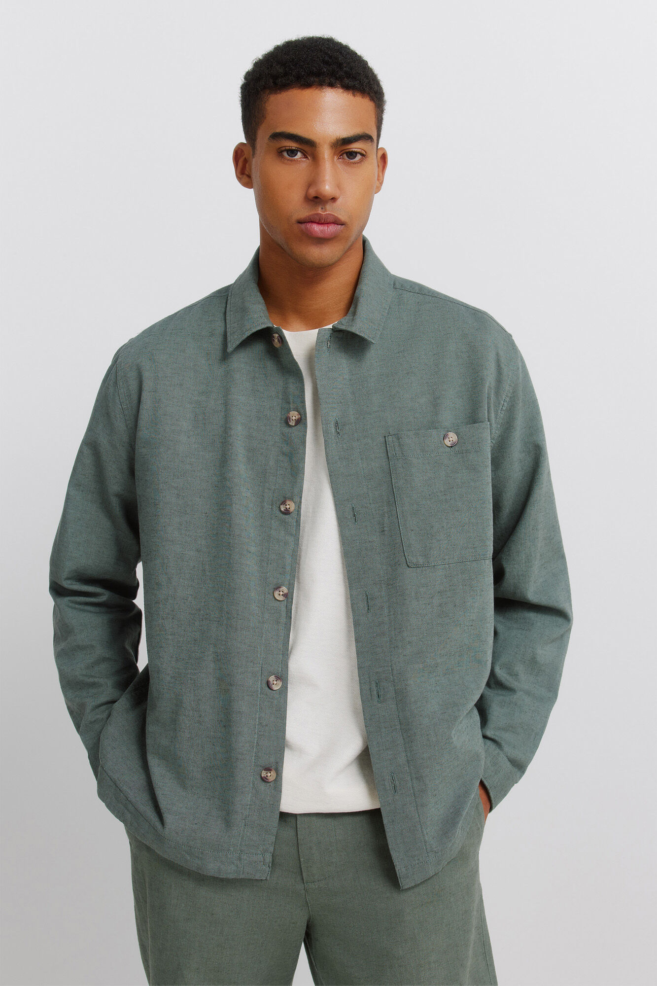 Springfield Sobrecamisa de lino con bolsillo