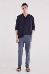 Springfield Pantalón estructura lino slim fit azul