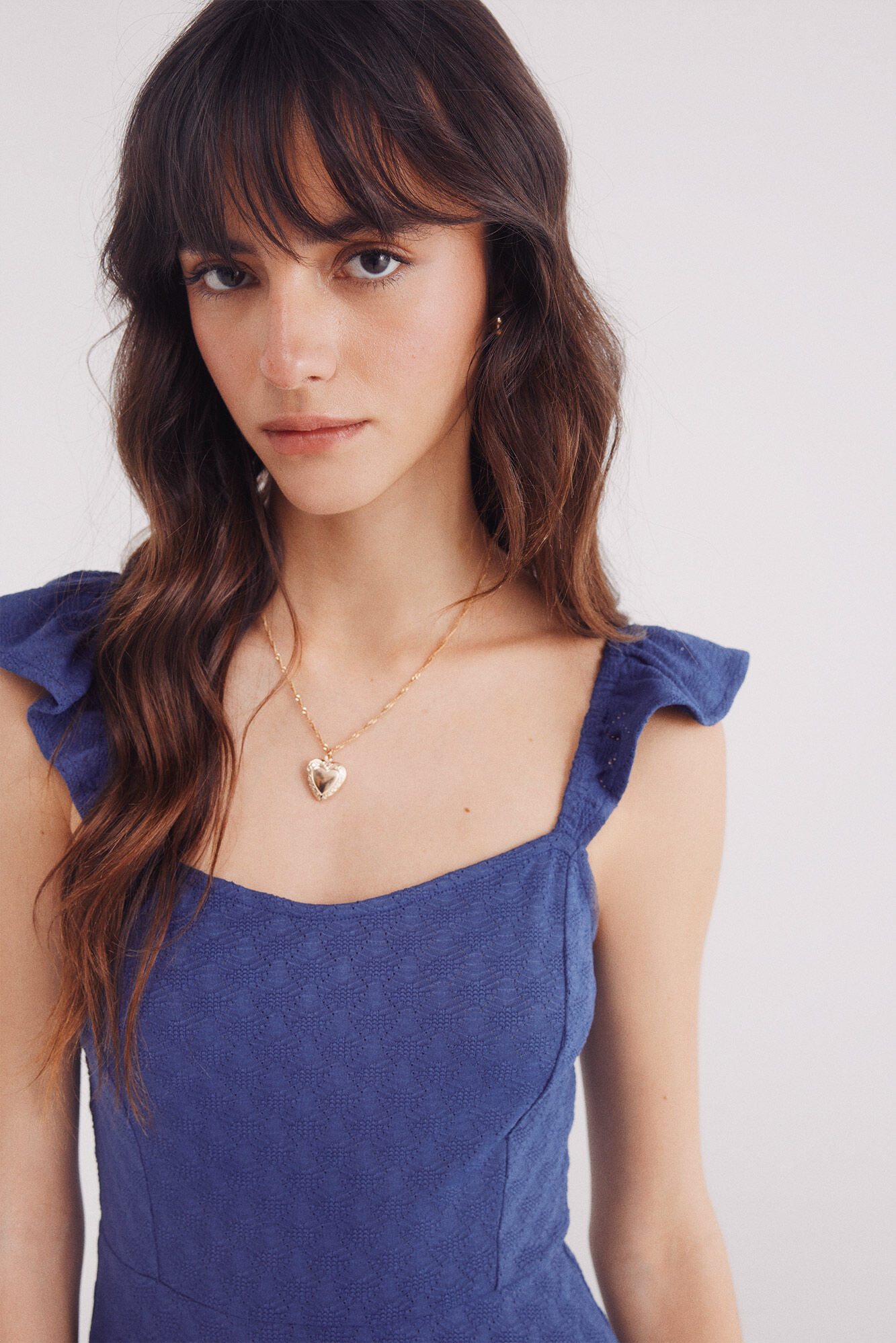 Springfield Vestido midi bordado suizo tirantes