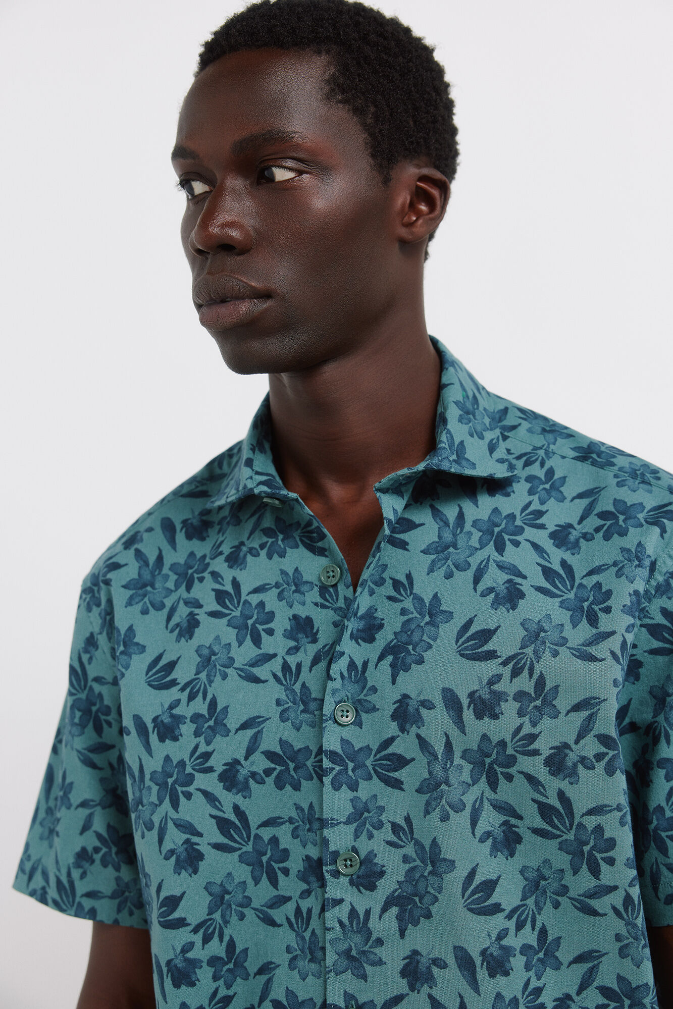 Springfield Camisa de manga corta de lino estampada