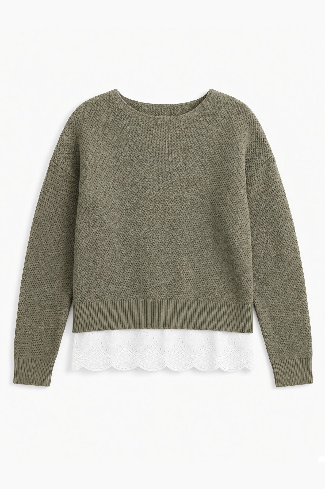 Springfield Jersey bimateria de encaje khaki