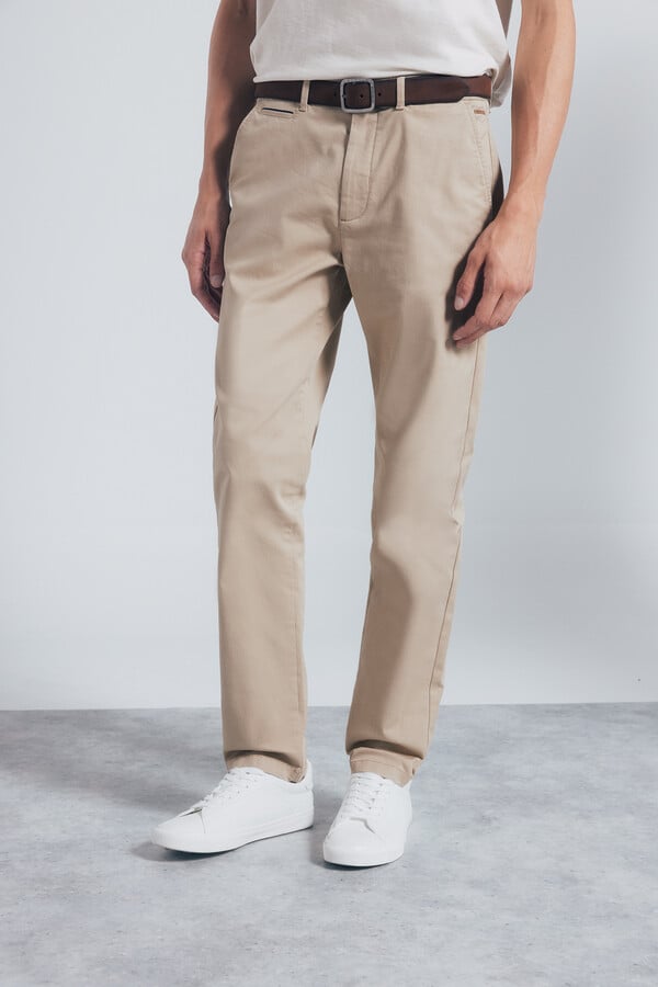Springfield Pantalón slim fit lavado beige