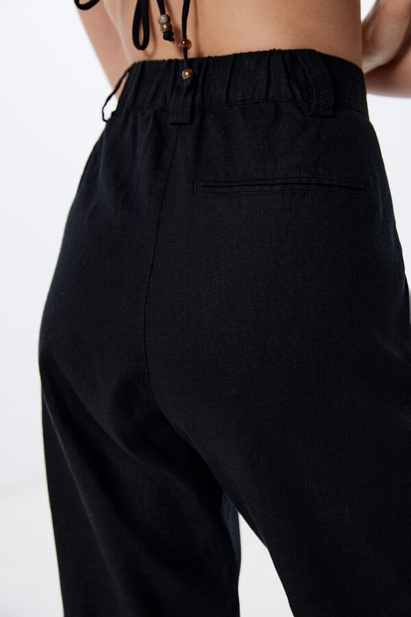 Springfield Pantalón chino lino negro