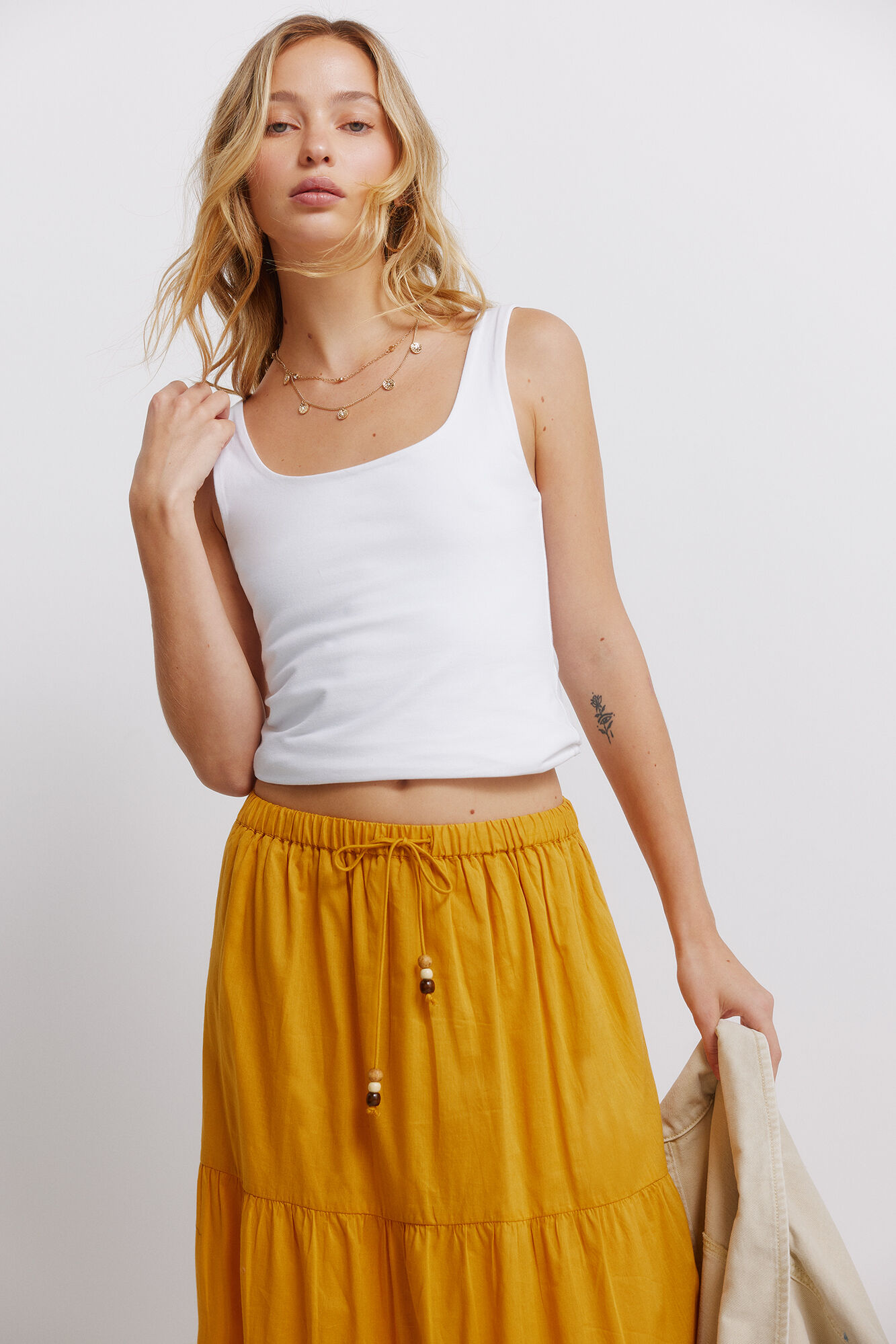 Springfield Falda midi con volantes amarillo