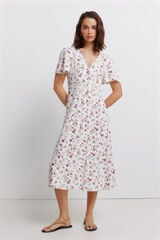Springfield Vestido midi estampado floral blanco