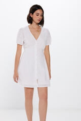 Springfield Vestido corto bordados Schiffly natural