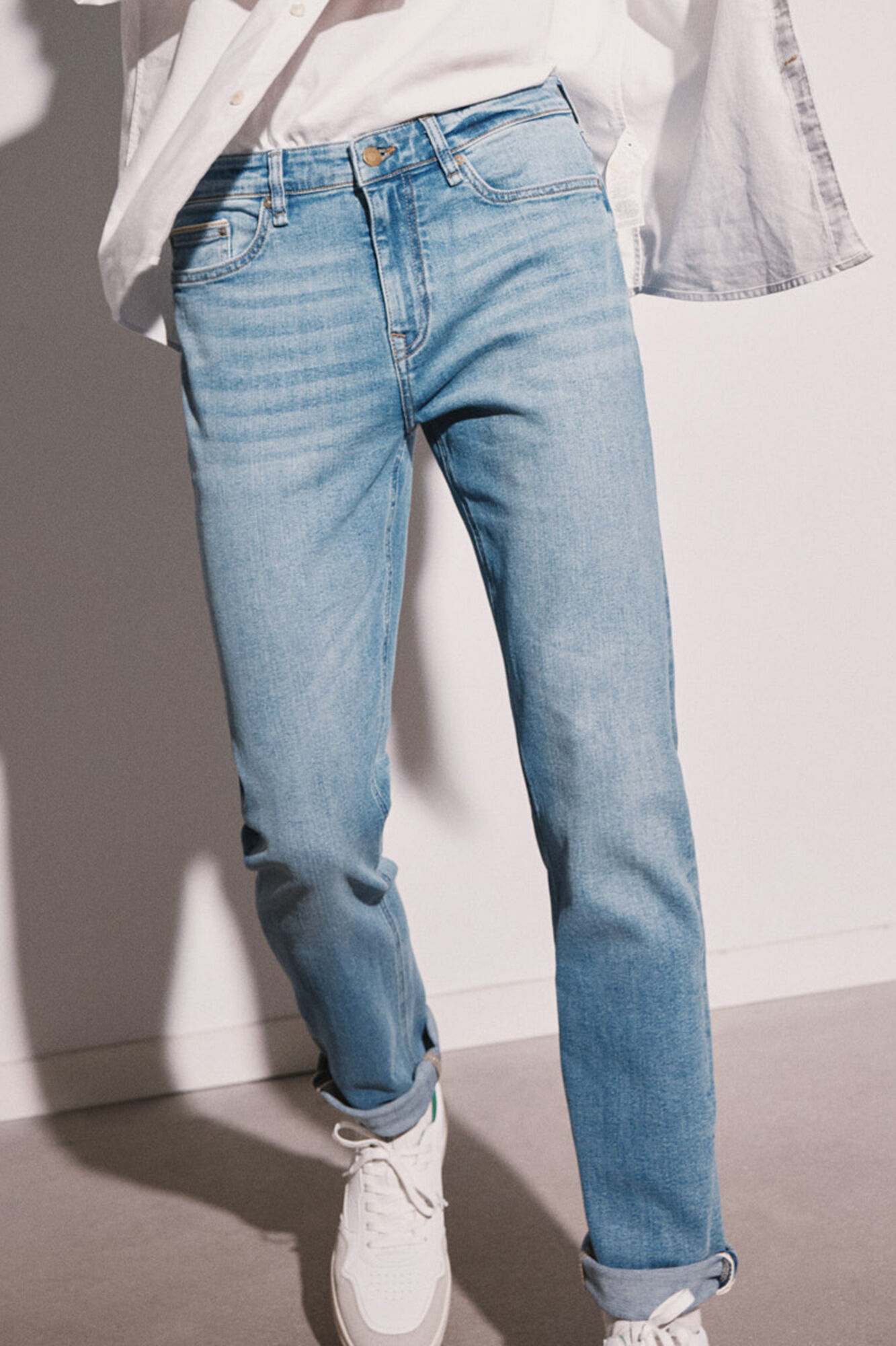 Springfield Jeans slim lavado medio ensuciado turquesa