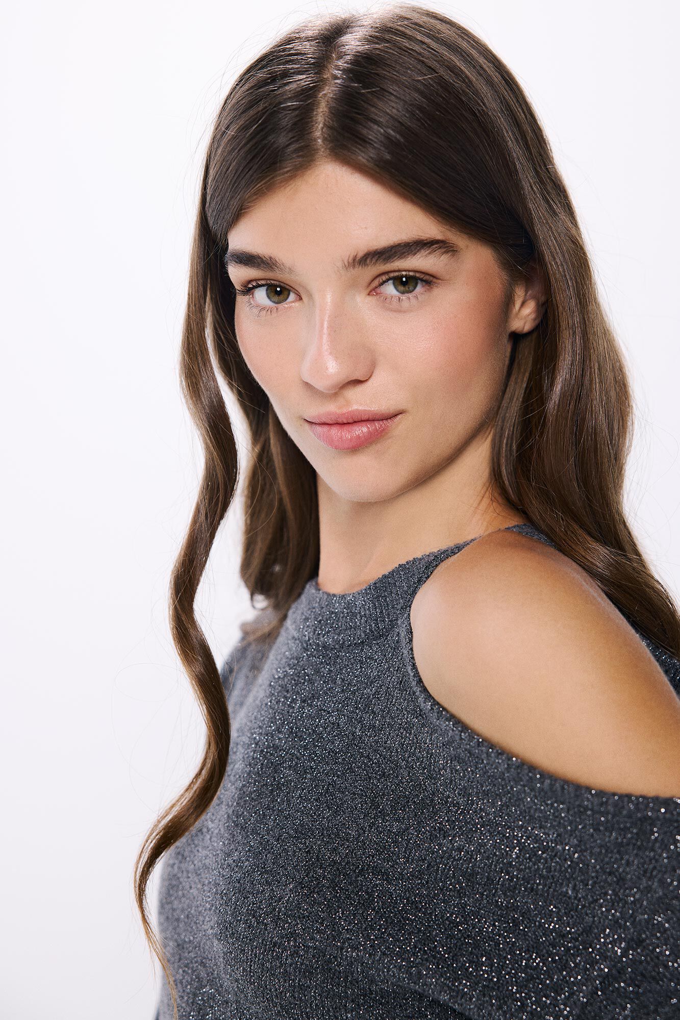 Springfield Su&eacute;ter asim&eacute;trico lurex gris