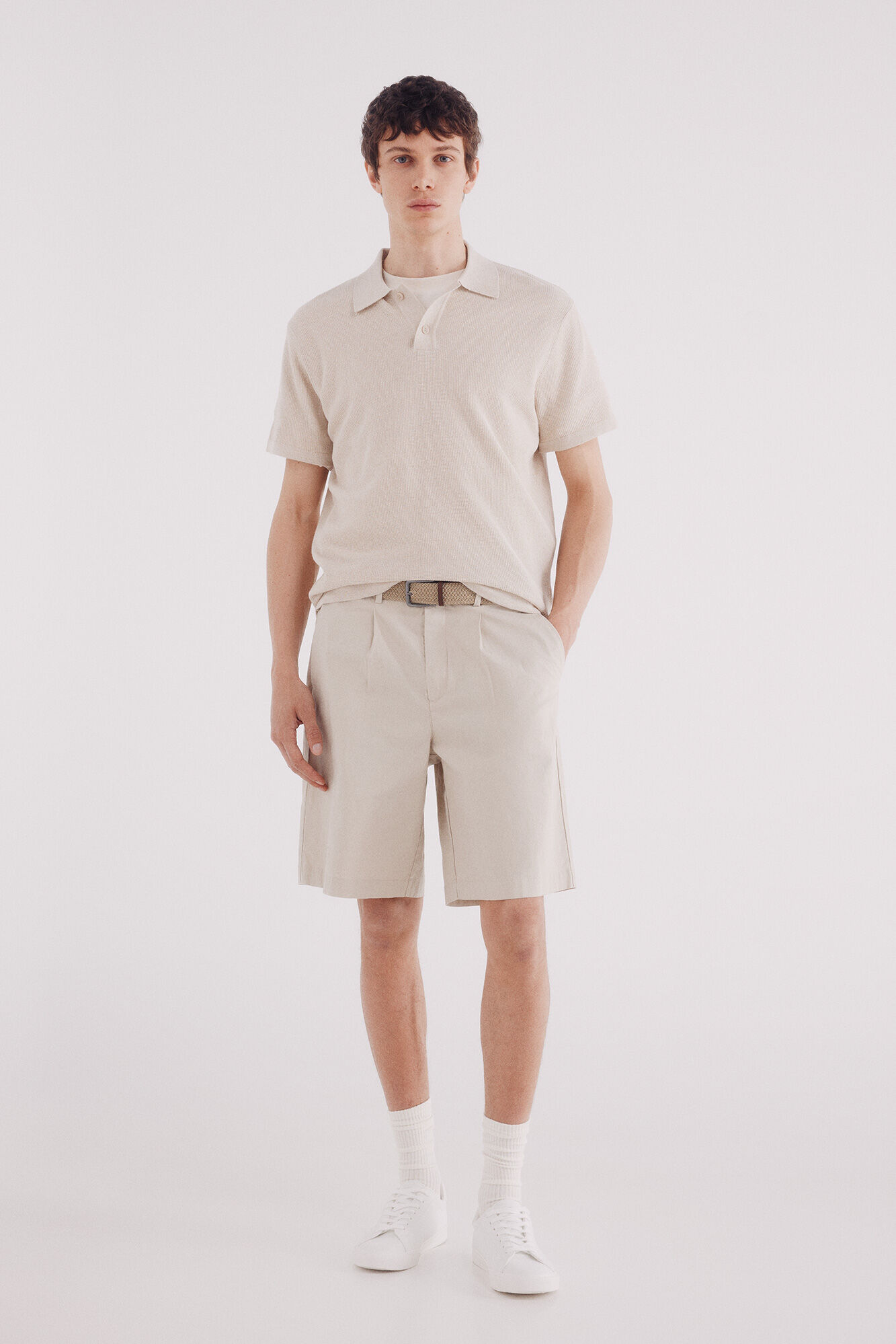 Springfield Jersey manga corta estructura cuello polo beige