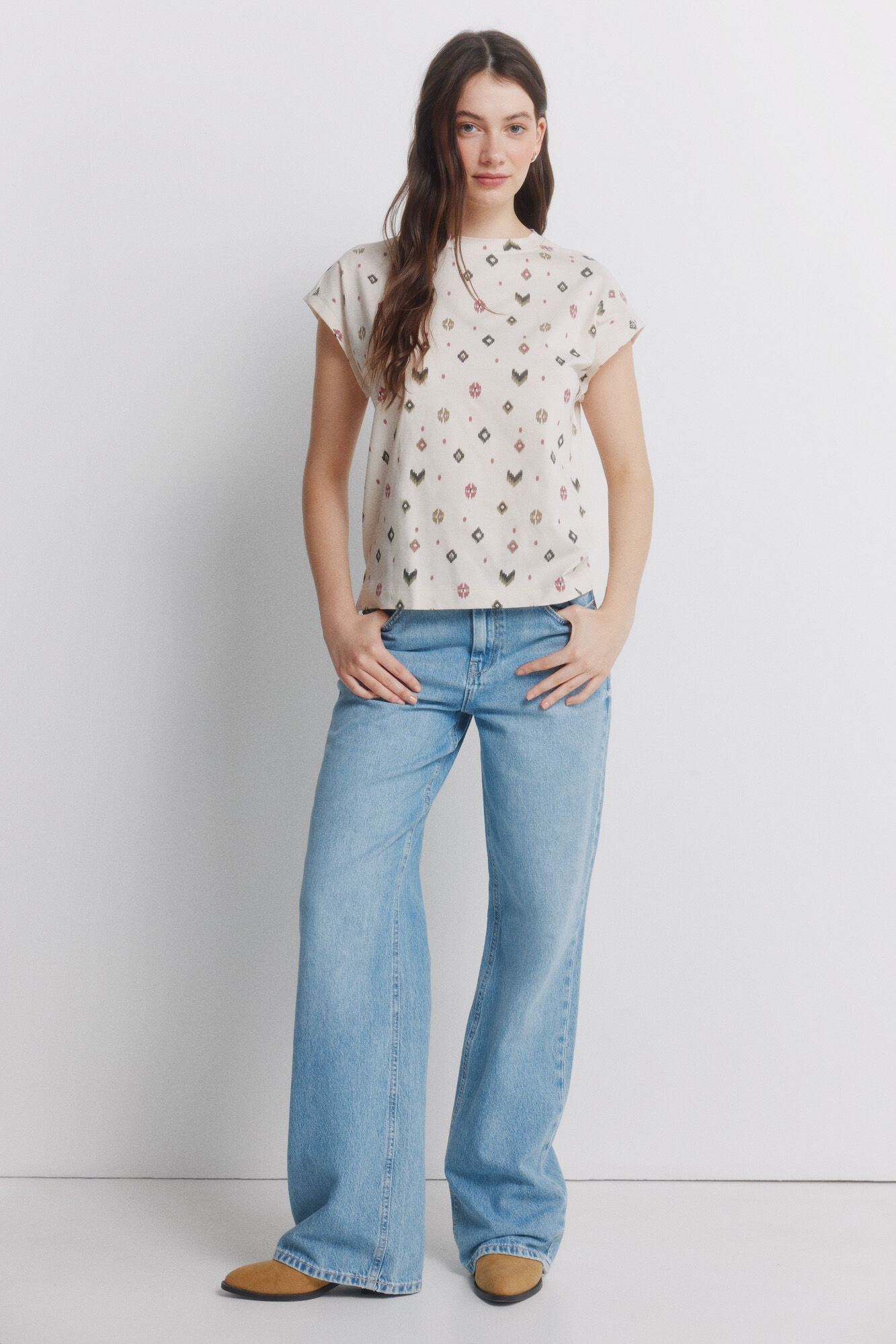 Springfield Playera estampado &eacute;tnico beige