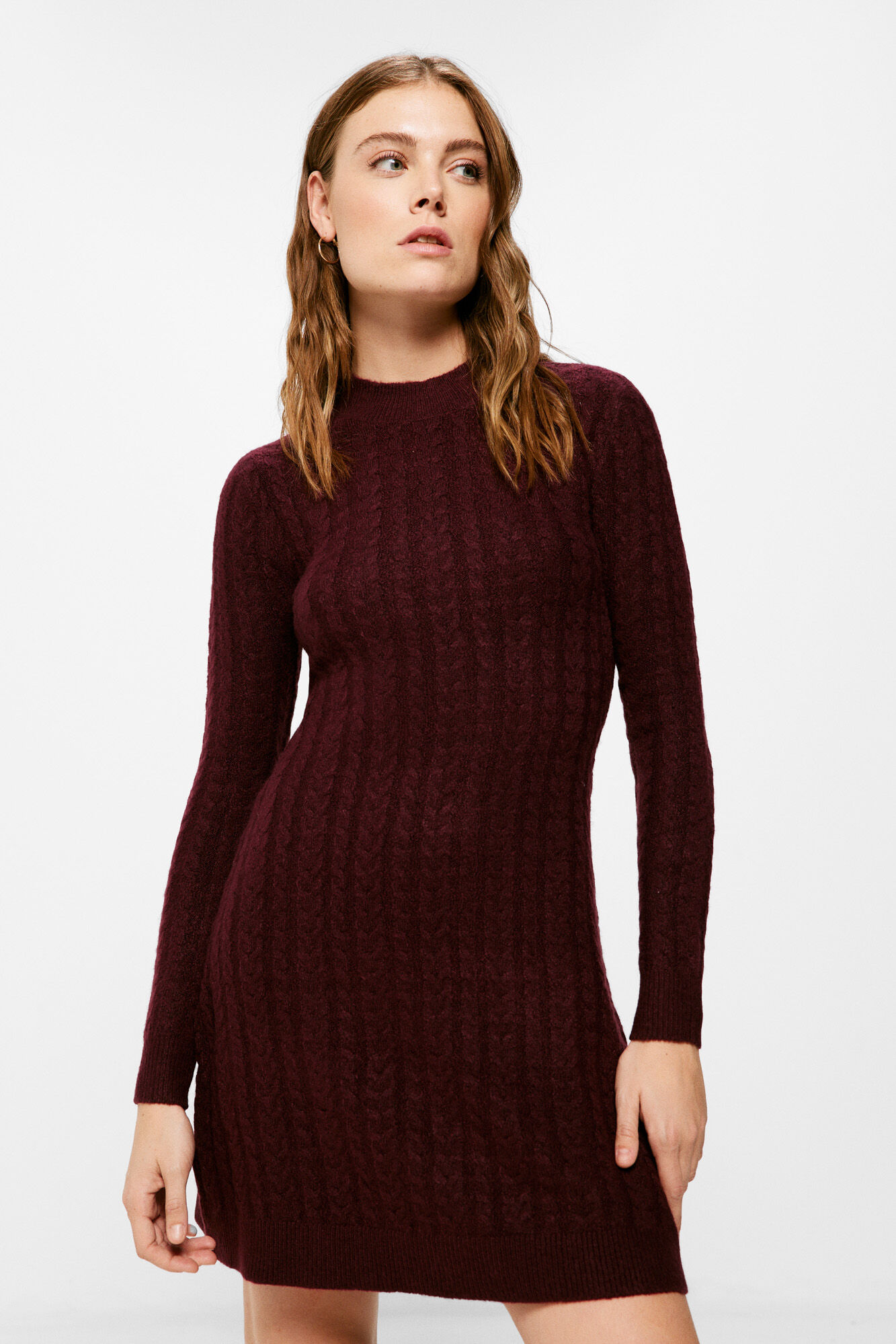 Springfield Vestido Punto Cable Knit beige