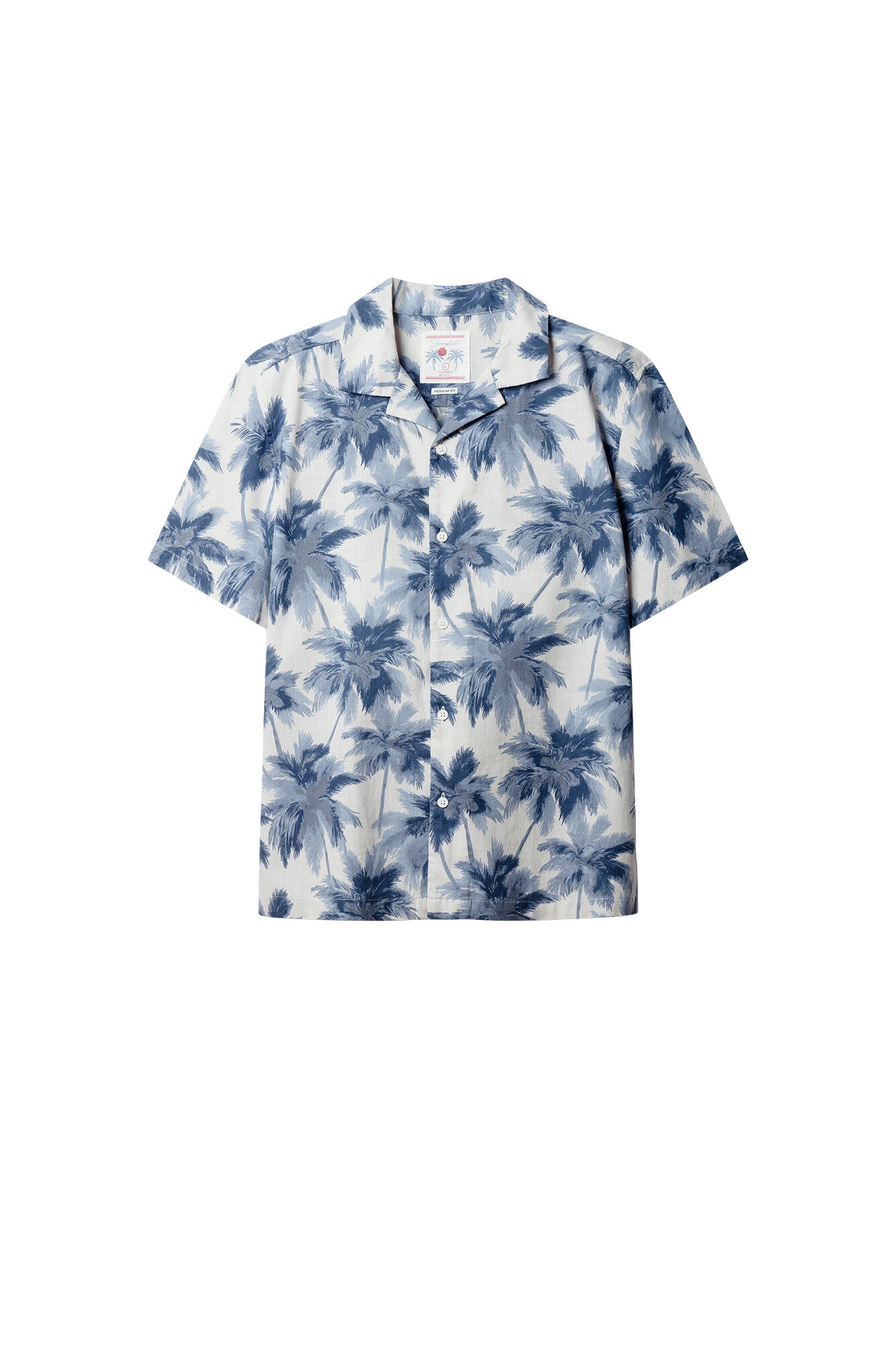 Springfield Camisa de manga corta bowling estampada marfil