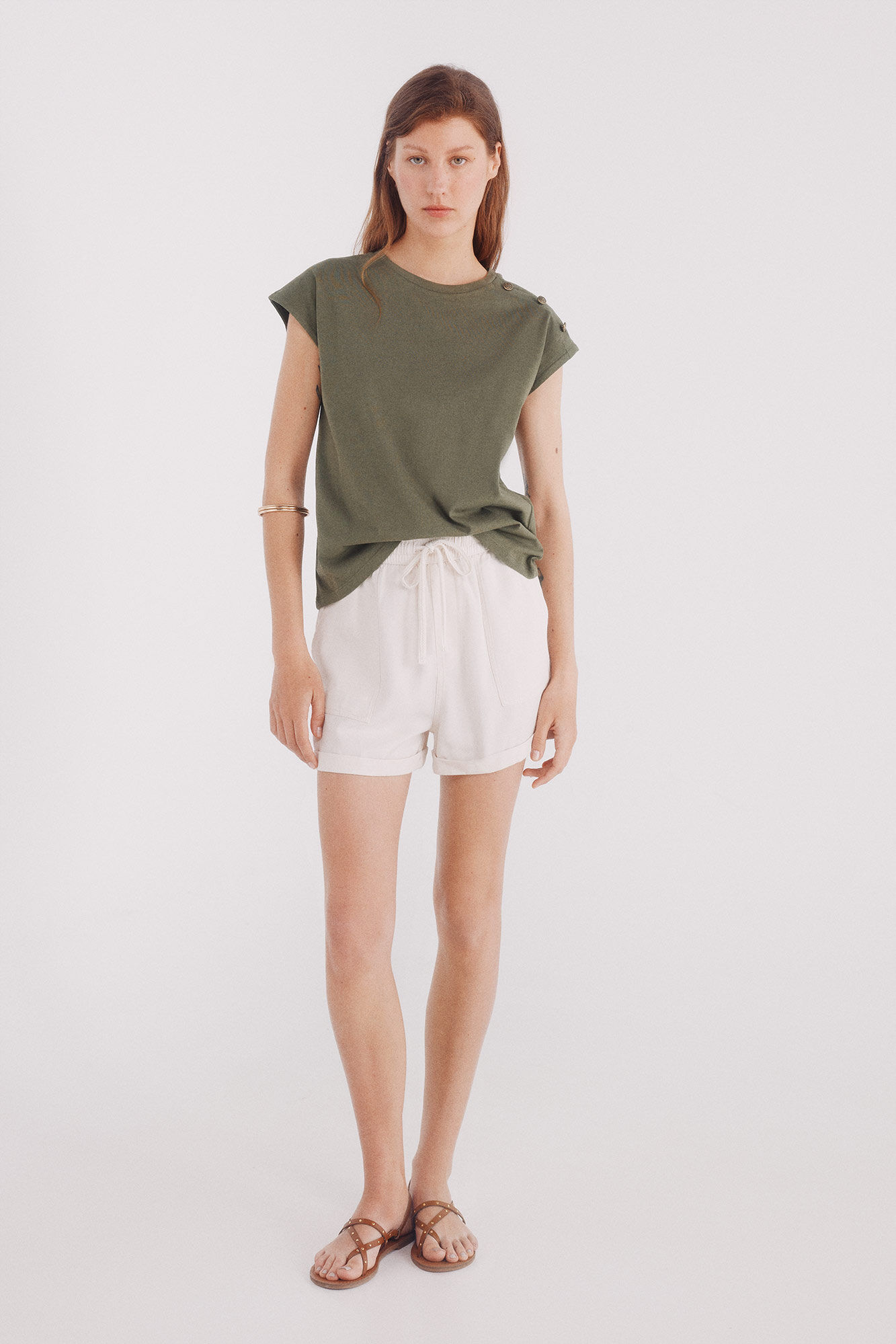 Springfield Playera botones hombros verde