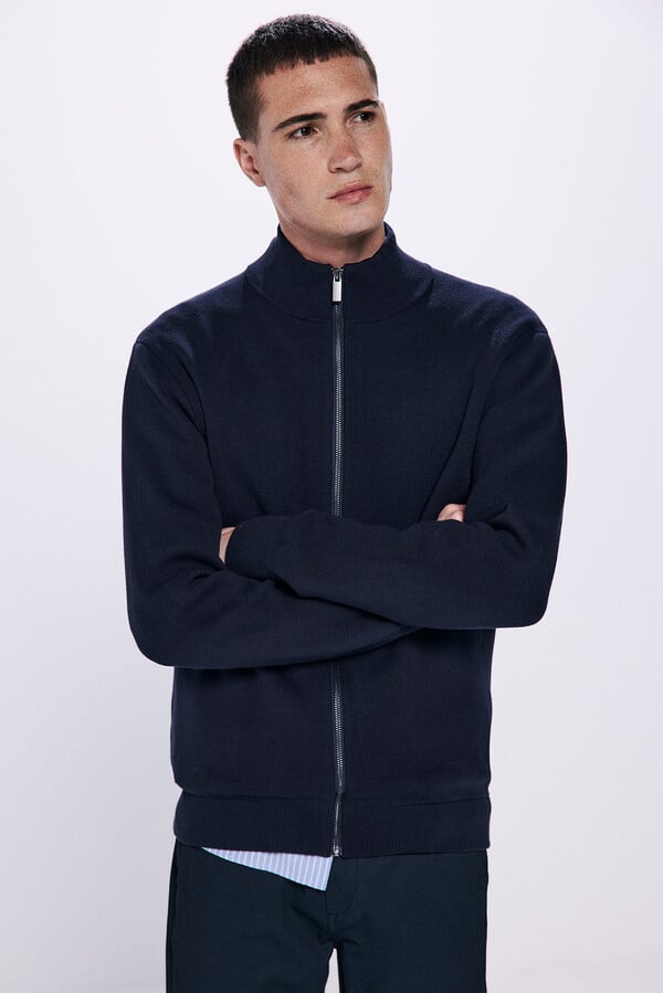 Springfield Cárdigan milano cremallera azul