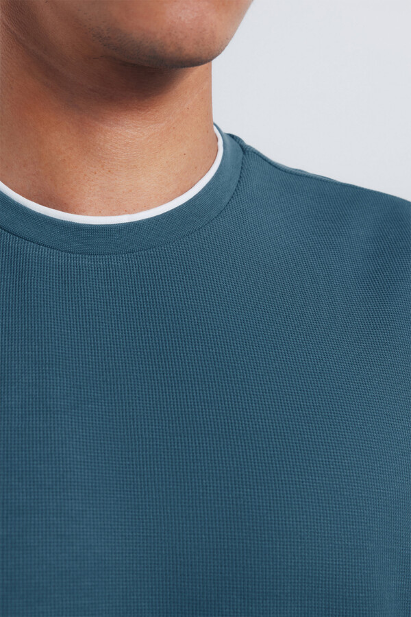 Springfield Camiseta doble tejido waffle azul