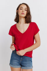 Springfield Playera escote en pico de encaje rojo