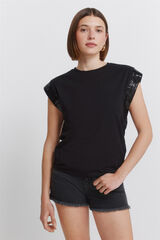 Springfield Playera de manga corta con lentejuelas negro