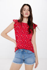 Springfield Playera estampada volantes laterales rojo