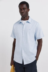 Springfield Camisa de manga corta con estructura bicolor azul